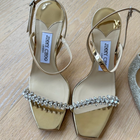 Jimmy Choo Meira 85mm crystal-embellished sandals sz 37 rsmp $1050 - Picture 4 of 6
